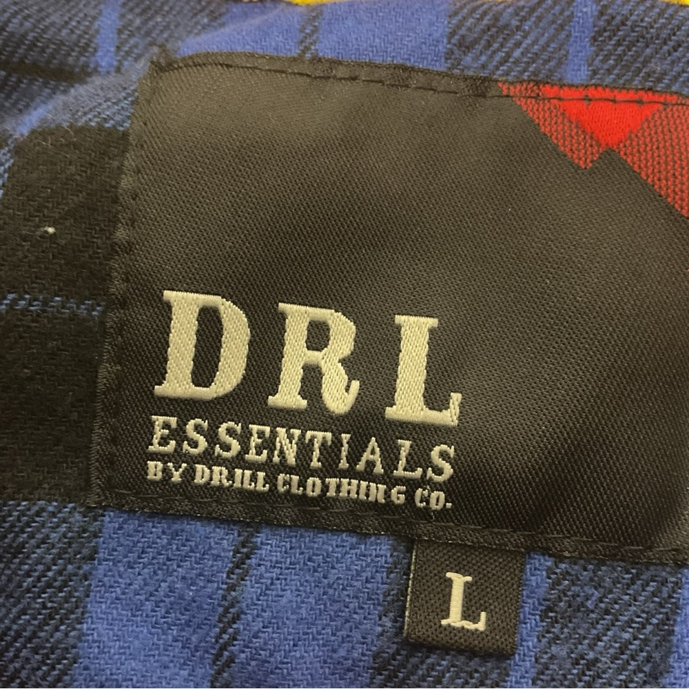 DRL Essentials Colorblock Plaid Flannel Shirt Patchwork Button Up Size L - Picture 4 of 6